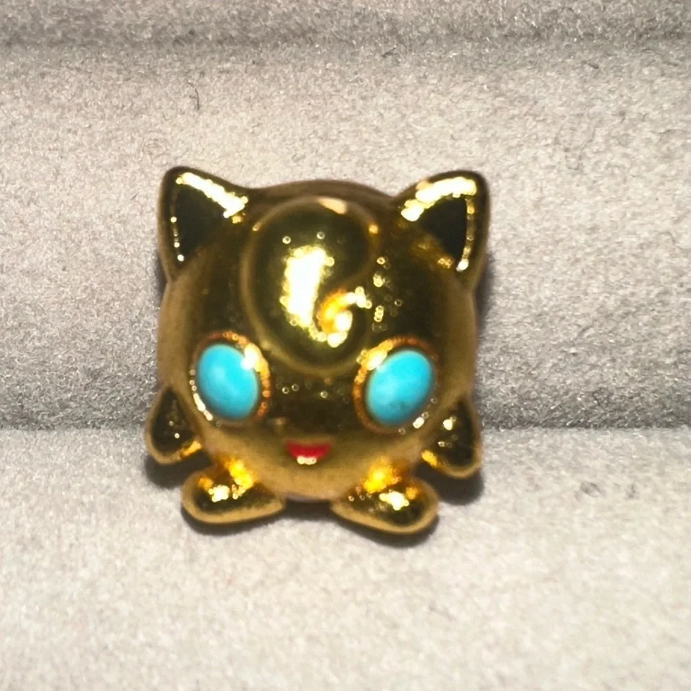 24K Gold Filled Pokemon Jiggly Puff Charm Bead Pendant Anime Pocket Monster
